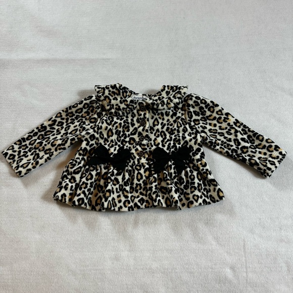 Hartstrings Baby Girl Velour Animal Print Jacket, Size 6-9 Months - Picture 2 of 11